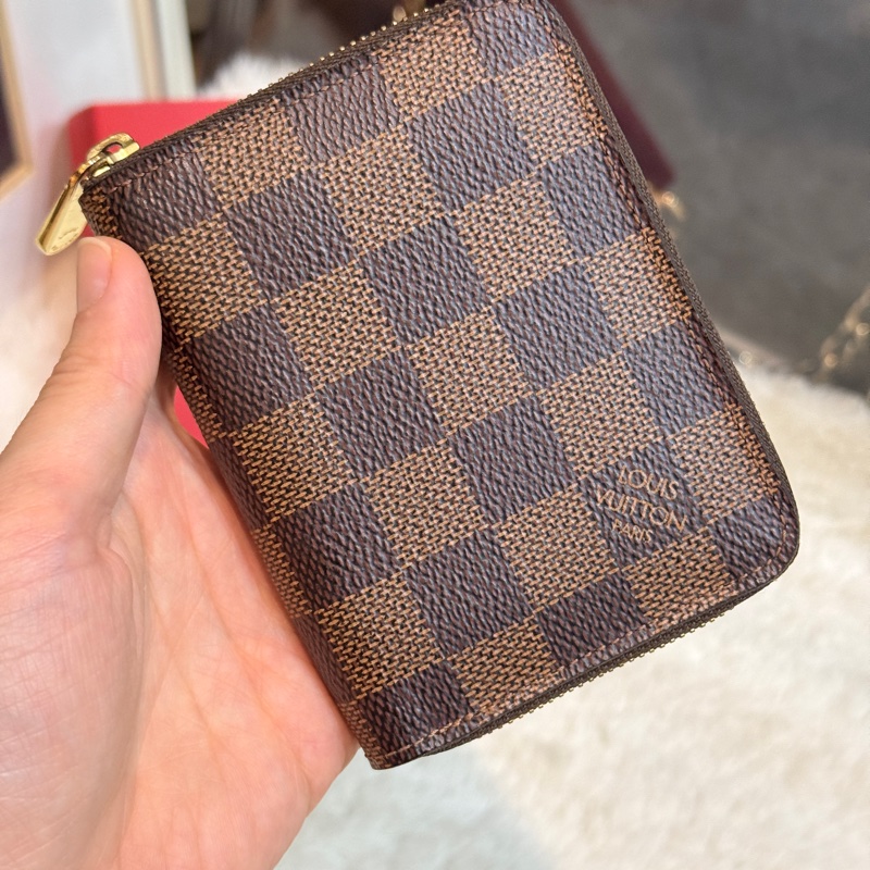 LV🤎超級無敵好用的拉鍊零錢包 中短夾 咖啡棋盤格-26