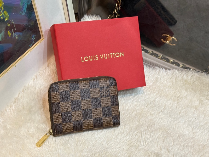 LV🤎超級無敵好用的拉鍊零錢包 中短夾 咖啡棋盤格-29