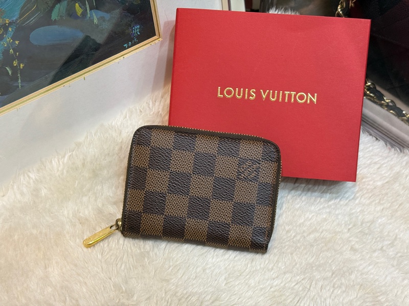 LV🤎超級無敵好用的拉鍊零錢包 中短夾 咖啡棋盤格-30