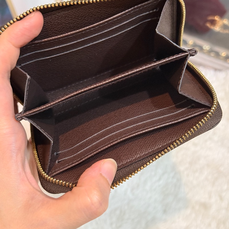 LV🤎超級無敵好用的拉鍊零錢包 中短夾 咖啡棋盤格-32