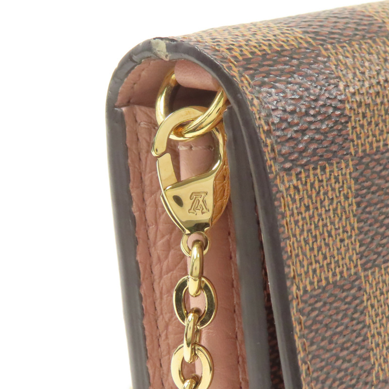 LOUIS VUITTON Damier Ebene Croisette Chain Wallet金扣鏈帶肩背袋-8