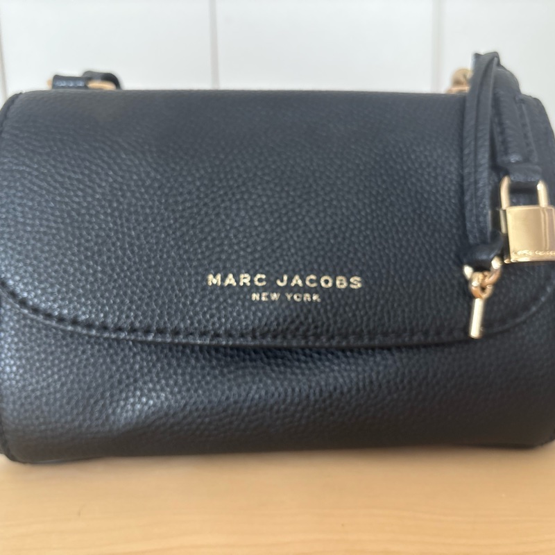 Marc Jacobs boho專櫃款 黑色荔枝皮 鎖頭郵差包 九成新-4