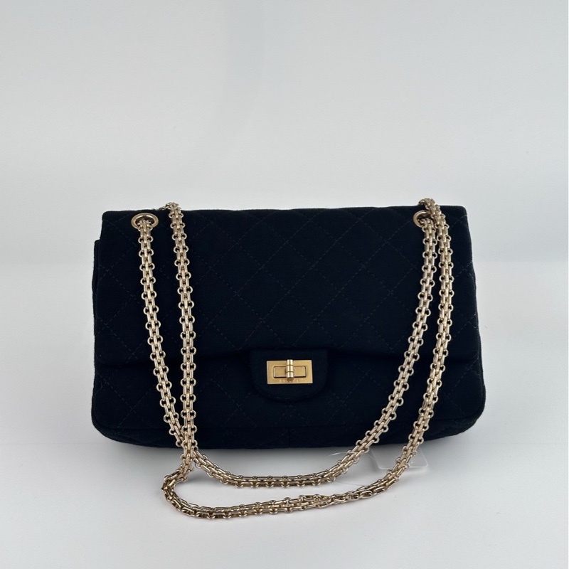Chanel Matelassé Chain Shoulder Bag Jersey Black 有貼紙-0