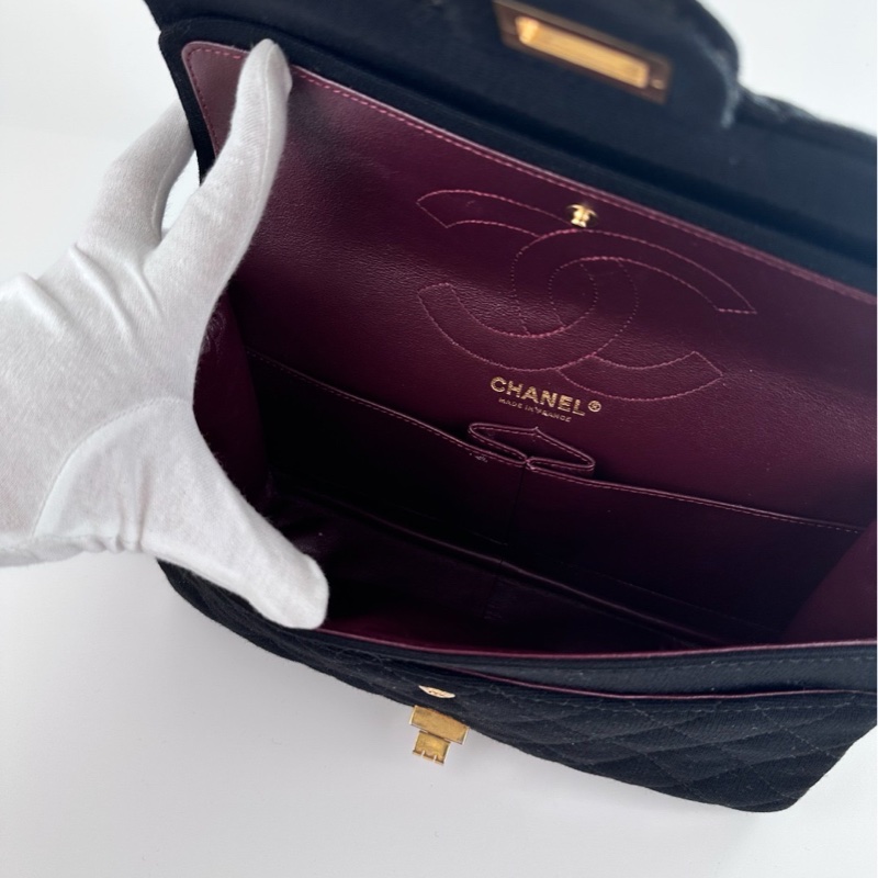 Chanel Matelassé Chain Shoulder Bag Jersey Black 有貼紙-4