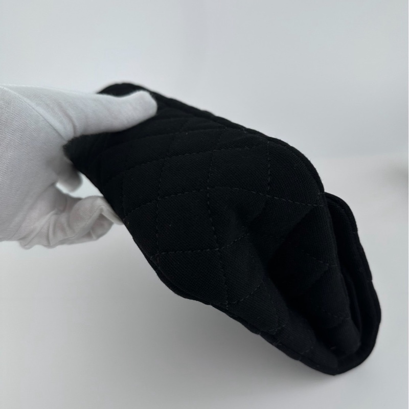 Chanel Matelassé Chain Shoulder Bag Jersey Black 有貼紙-5