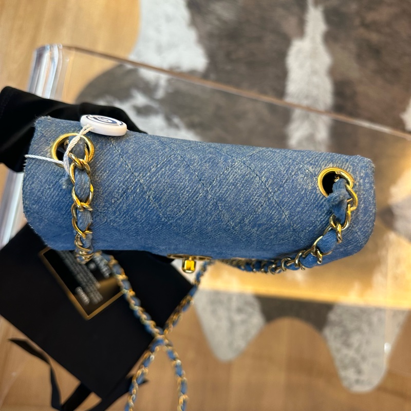 Chanel 香奈兒雙 c 扣牛仔方胖子鏈條包-4