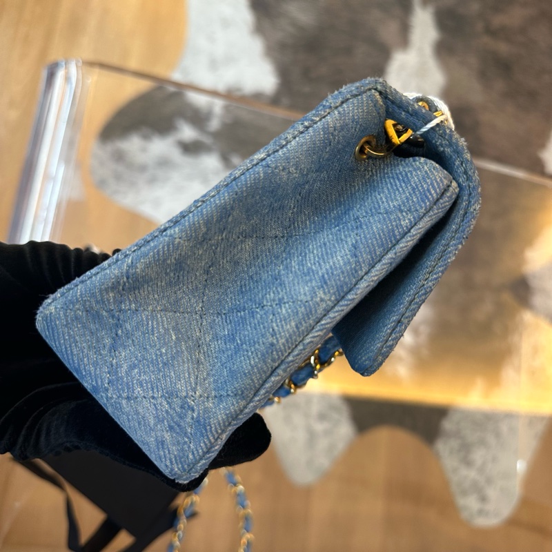 Chanel 香奈兒雙 c 扣牛仔方胖子鏈條包-6