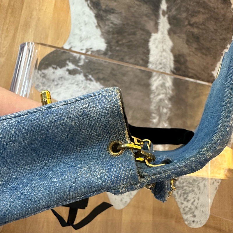 Chanel 香奈兒雙 c 扣牛仔方胖子鏈條包-16