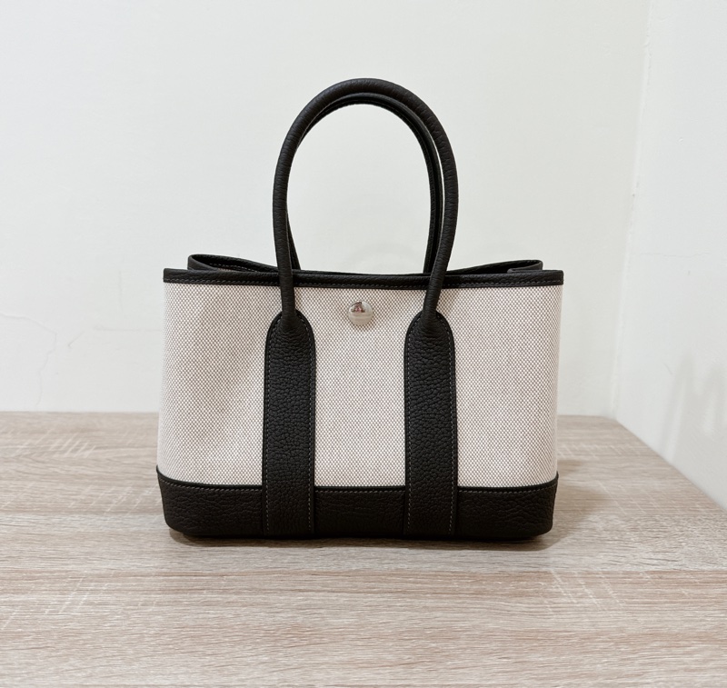 HERMES MINI GARDEN PARTY GP 烏木色 全新 23cm 帆布 皮革 迷你 手提包-0