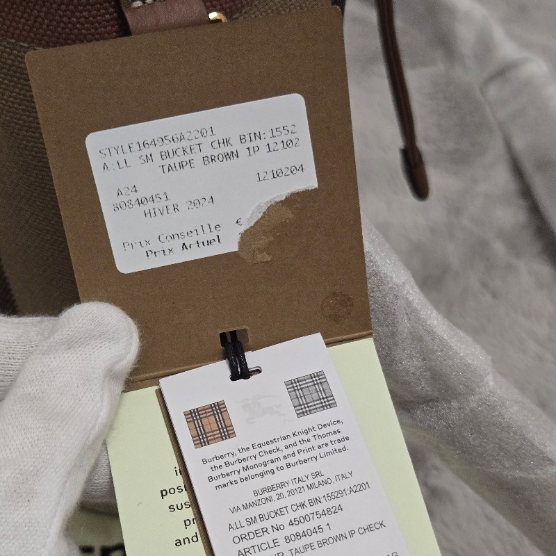 BURBERRY 巴寶莉 經典格紋棉麻拼接牛皮 肩背包 斜背包 水桶包-37