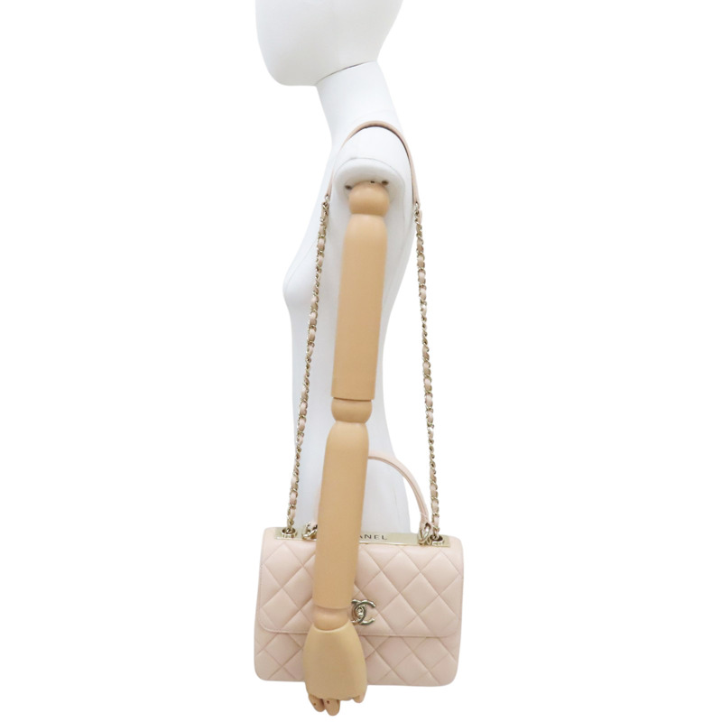 膚色 羊皮 Trendy CC 口蓋包 两用包 金扣 A92236-10