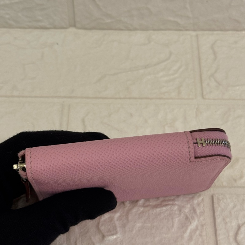 Hermes粉紫內黃動物ㄇ拉絲巾短夾-2