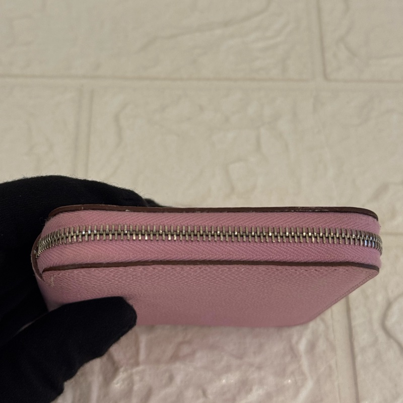 Hermes粉紫內黃動物ㄇ拉絲巾短夾-3