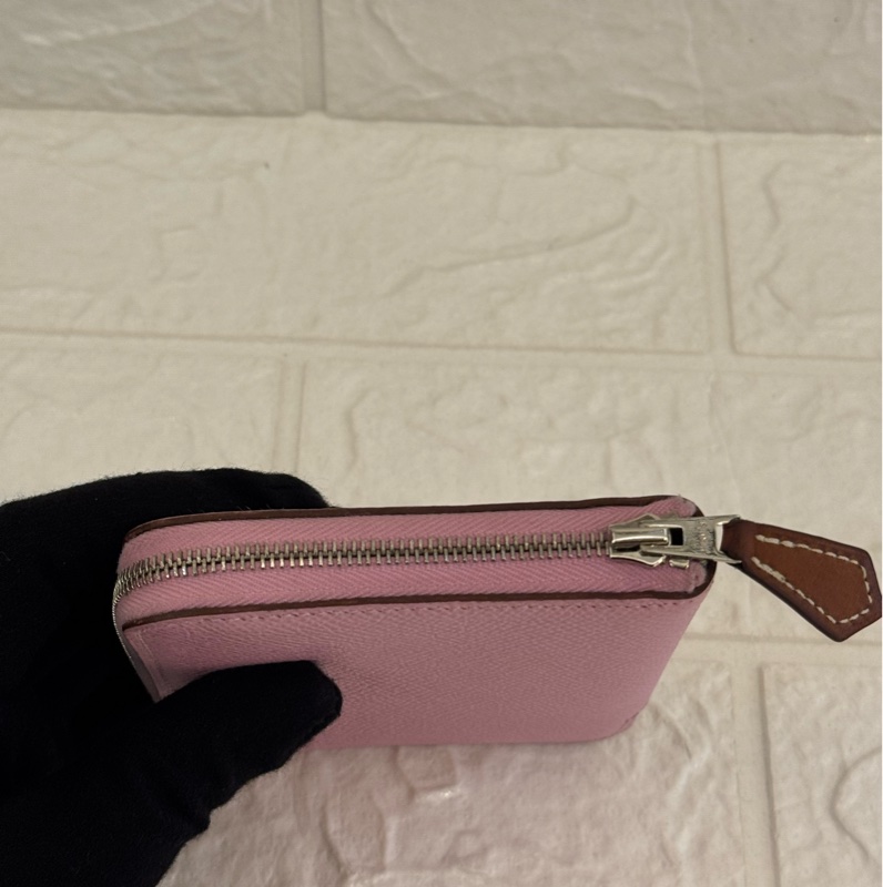 Hermes粉紫內黃動物ㄇ拉絲巾短夾-8