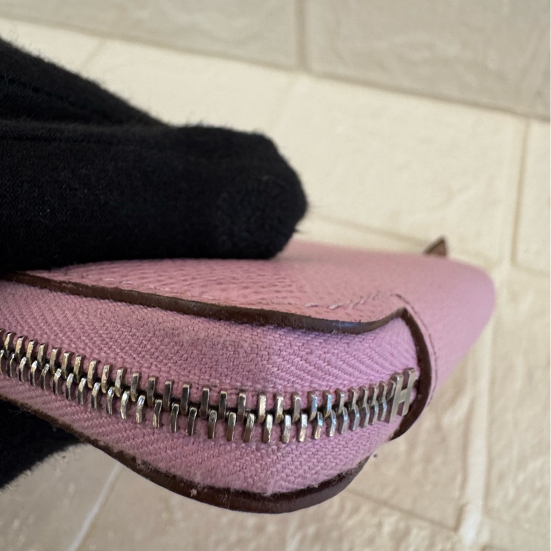 Hermes粉紫內黃動物ㄇ拉絲巾短夾-14