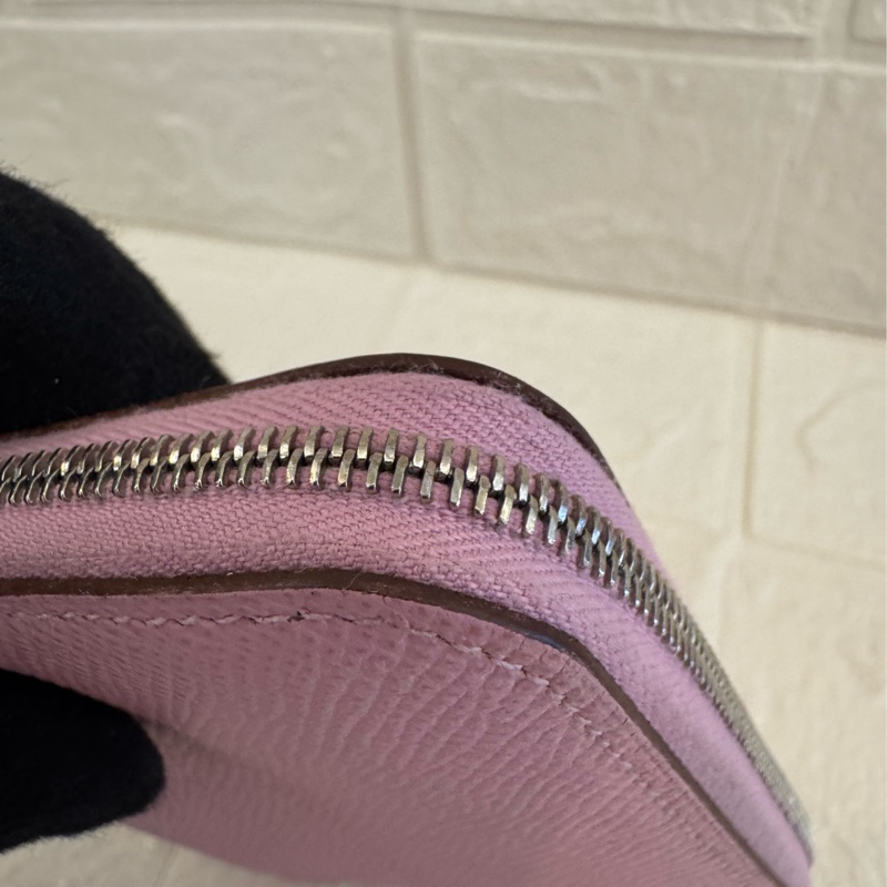 Hermes粉紫內黃動物ㄇ拉絲巾短夾-17