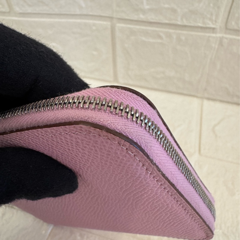 Hermes粉紫內黃動物ㄇ拉絲巾短夾-19