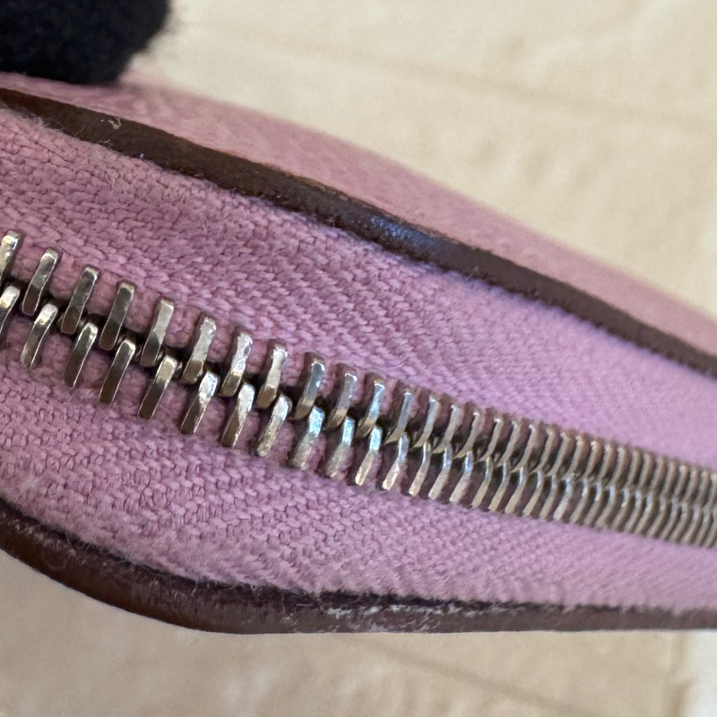 Hermes粉紫內黃動物ㄇ拉絲巾短夾-20