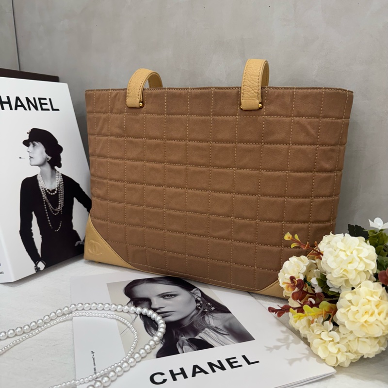 Chanel 冰格拼皮托特包-1
