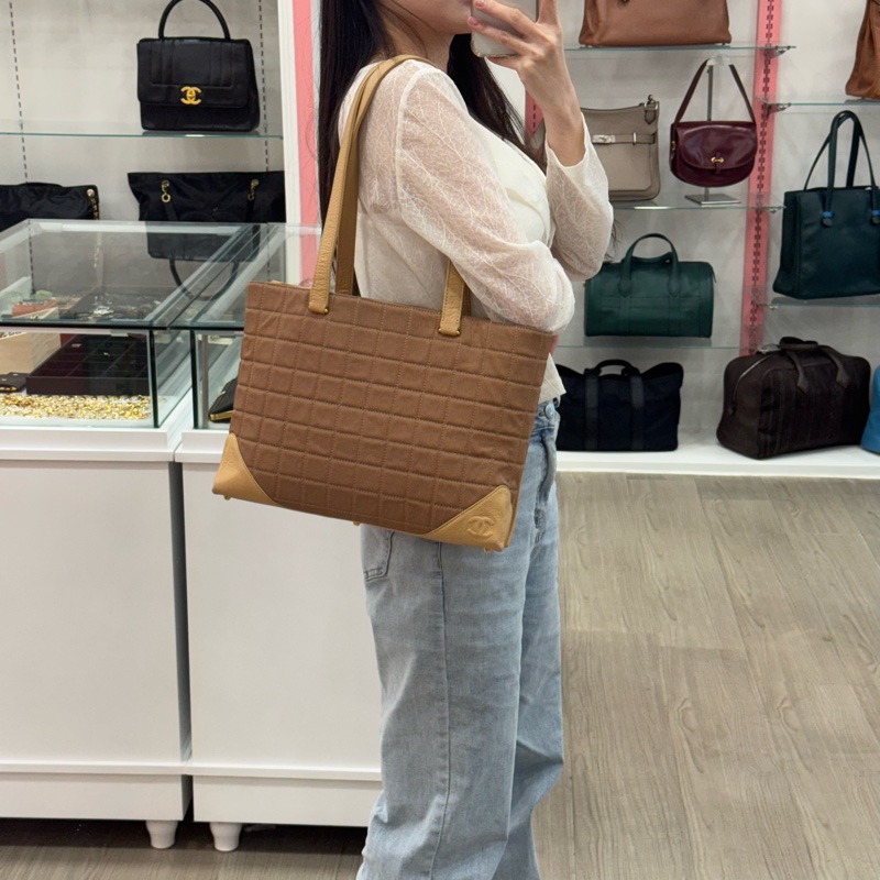 Chanel 冰格拼皮托特包-3