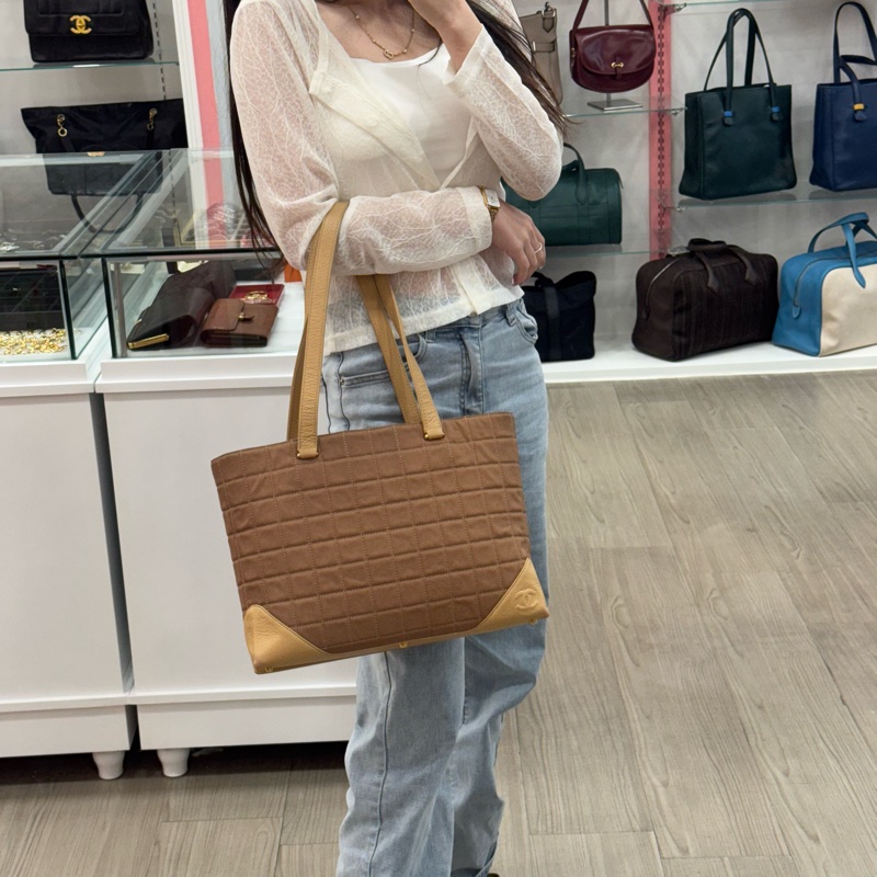 Chanel 冰格拼皮托特包-4