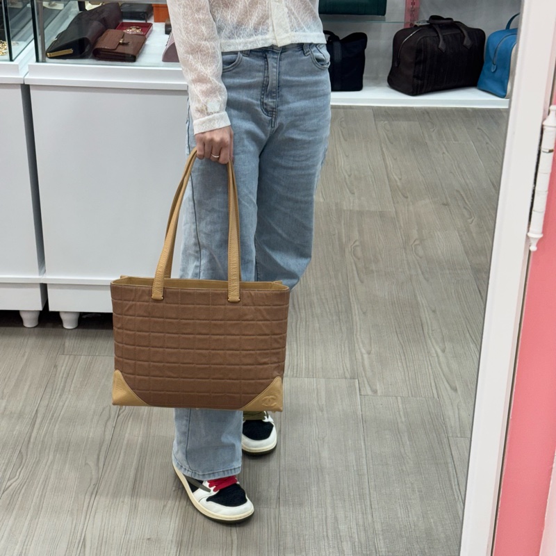 Chanel 冰格拼皮托特包-5