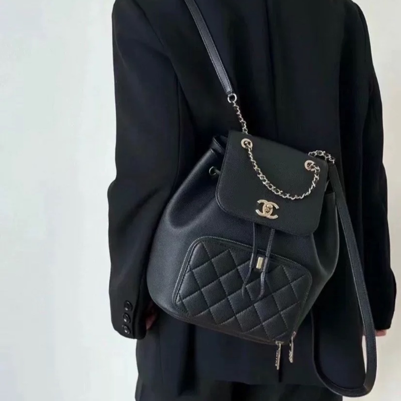 Chanel affinity黑金荔枝牛皮雙肩後背包🖤99新閒置✨Jennie同款 全網最低🔥-0