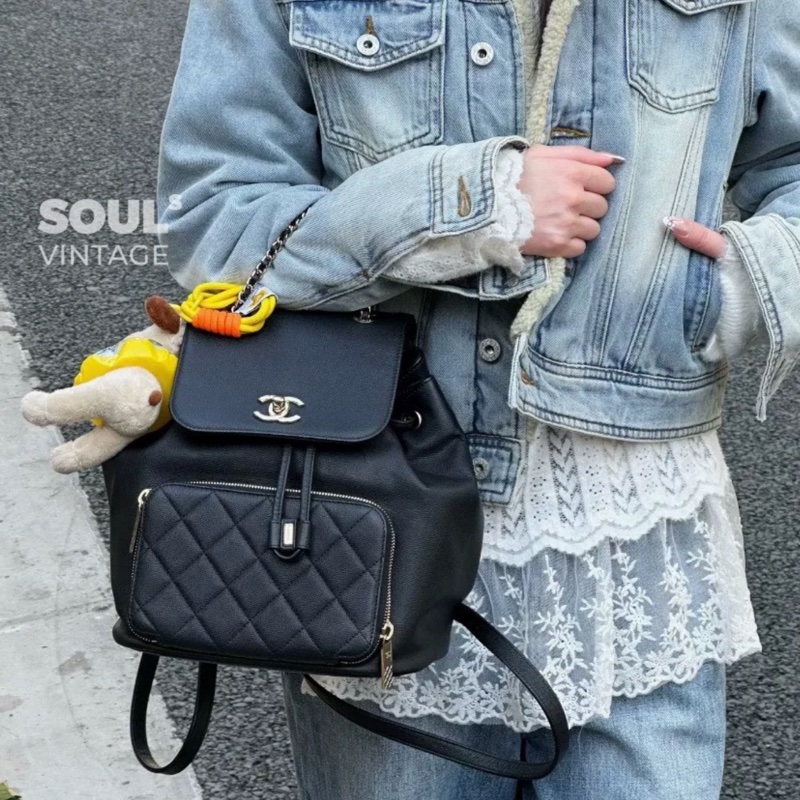 Chanel affinity黑金荔枝牛皮雙肩後背包🖤99新閒置✨Jennie同款 全網最低🔥-1