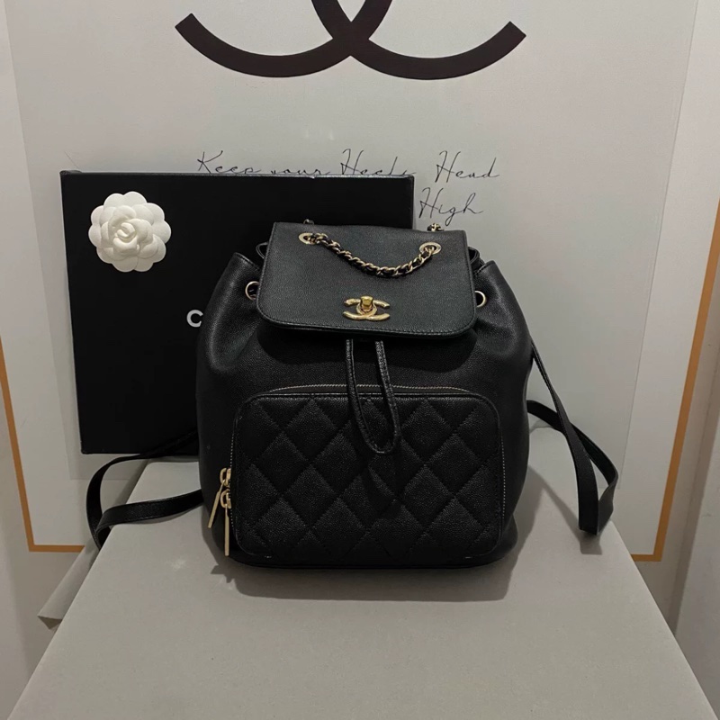 Chanel affinity黑金荔枝牛皮雙肩後背包🖤99新閒置✨Jennie同款 全網最低🔥-2