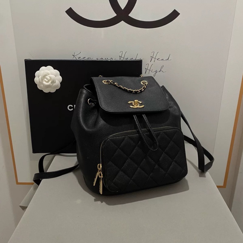 Chanel affinity黑金荔枝牛皮雙肩後背包🖤99新閒置✨Jennie同款 全網最低🔥-3