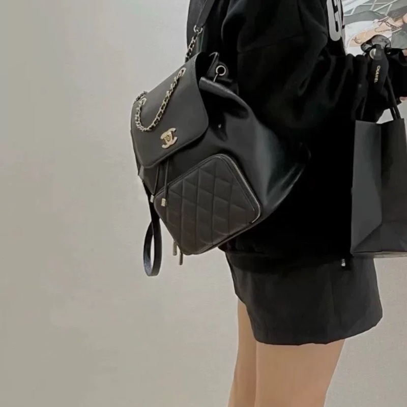 Chanel affinity黑金荔枝牛皮雙肩後背包🖤99新閒置✨Jennie同款 全網最低🔥-7