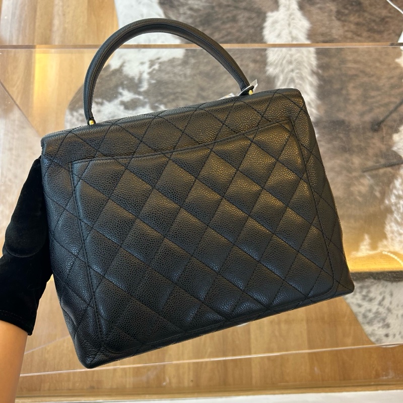 Chanel 香奈兒黑金魚子醬菱格紋凱莉包-3
