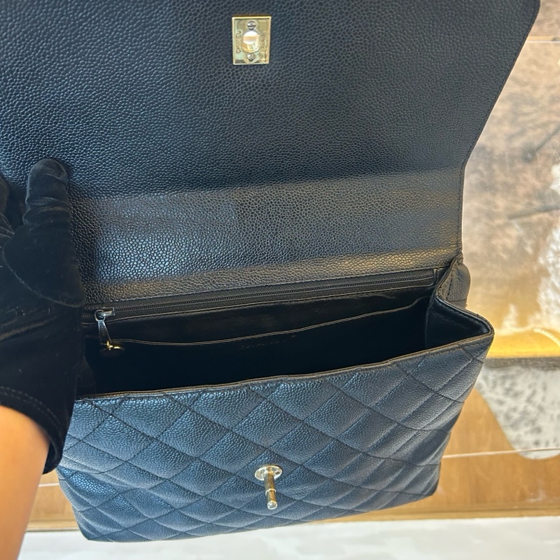 Chanel 香奈兒黑金魚子醬菱格紋凱莉包-5
