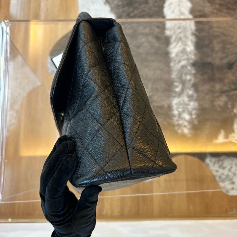 Chanel 香奈兒黑金魚子醬菱格紋凱莉包-6