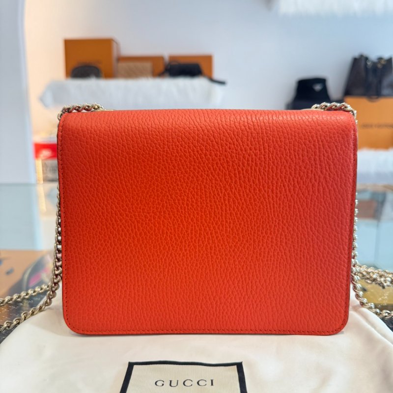 *SHIHNA名牌精品*GUCCI 金屬LOGO牛皮翻蓋斜背鍊包-1