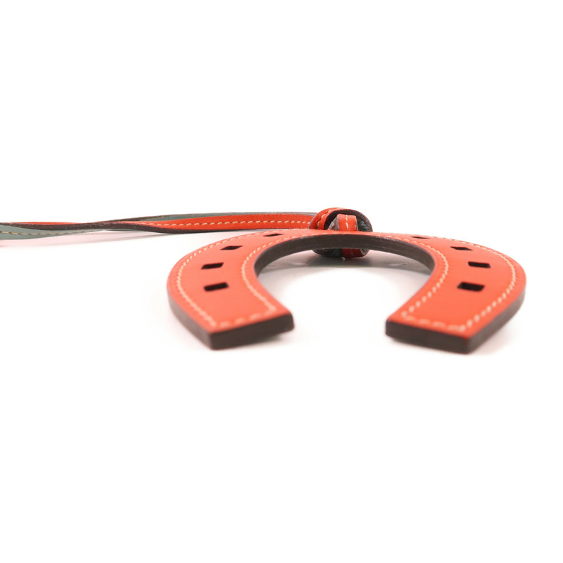 HERMES Swift皮革Paddock Horseshoe Charm掛飾Red/Blue-2