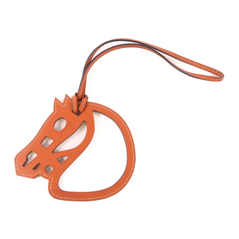 HERMES Swift皮革Paddock Cheval Charm掛飾Brown-0