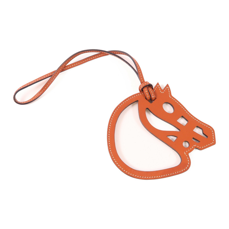 HERMES Swift皮革Paddock Cheval Charm掛飾Brown-1