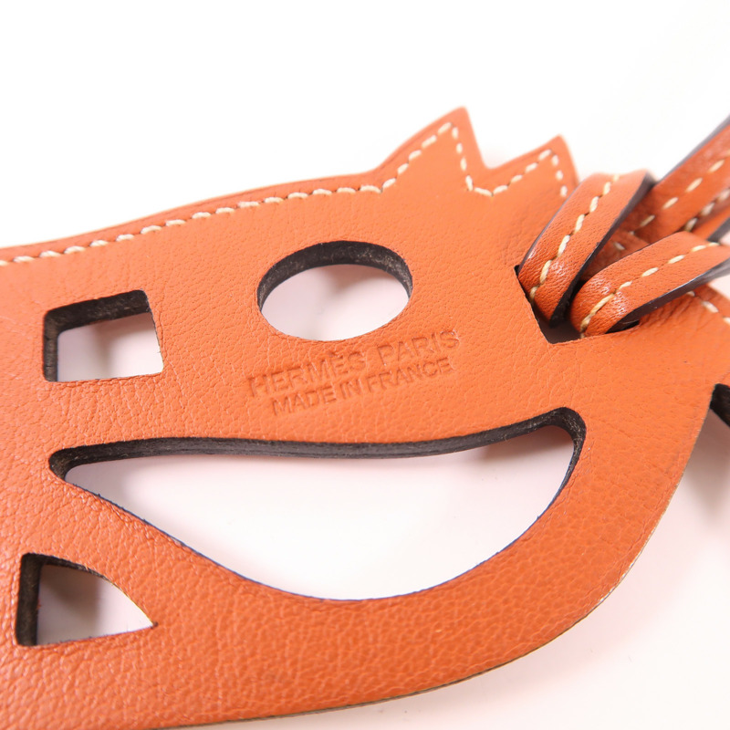 HERMES Swift皮革Paddock Cheval Charm掛飾Brown-4