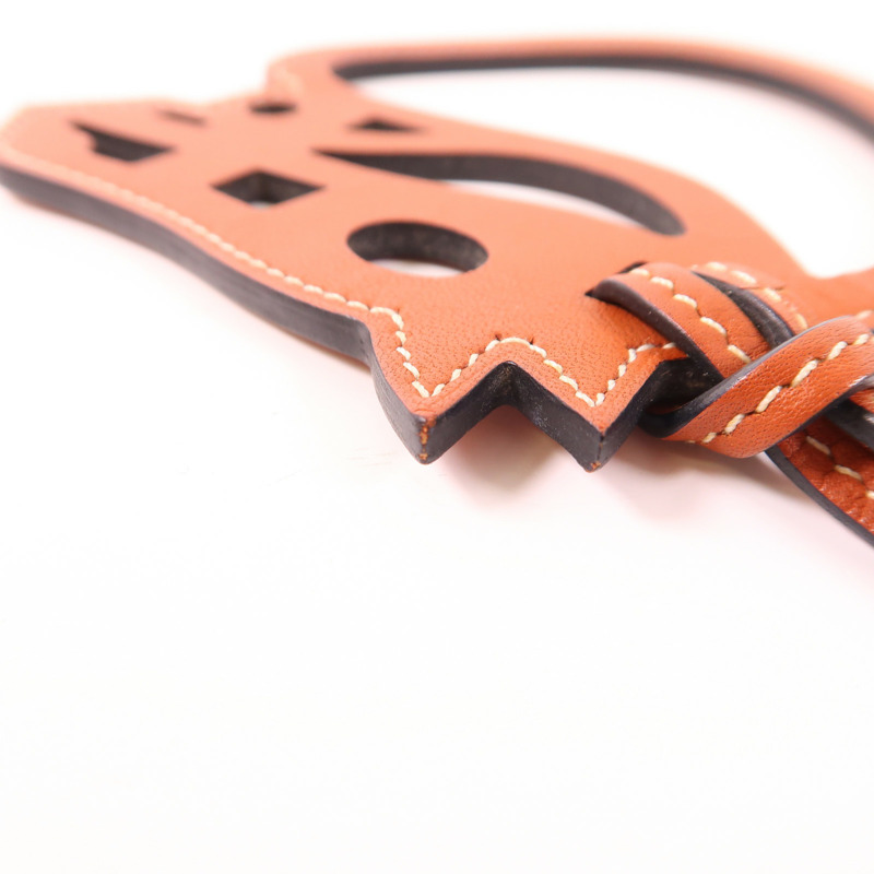HERMES Swift皮革Paddock Cheval Charm掛飾Brown-5