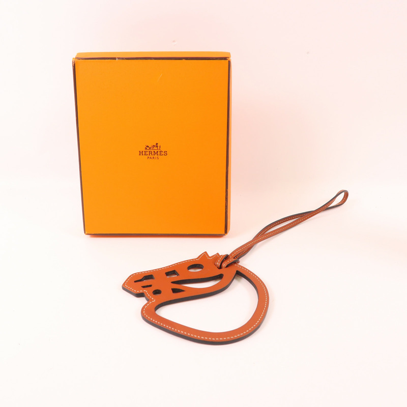 HERMES Swift皮革Paddock Cheval Charm掛飾Brown-7