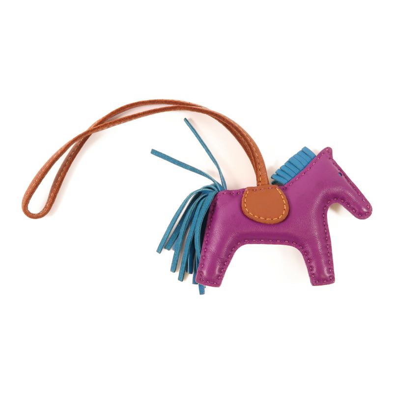 HERMES Swift皮革Rodeo PM掛飾Purple/Brown-1