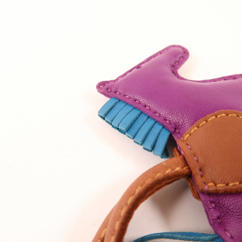 HERMES Swift皮革Rodeo PM掛飾Purple/Brown-3