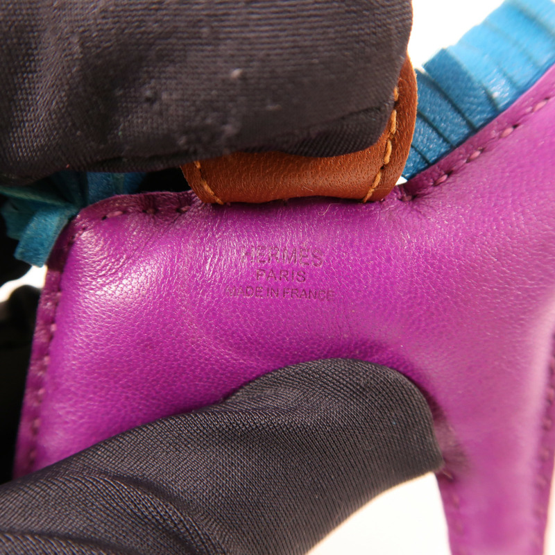 HERMES Swift皮革Rodeo PM掛飾Purple/Brown-4