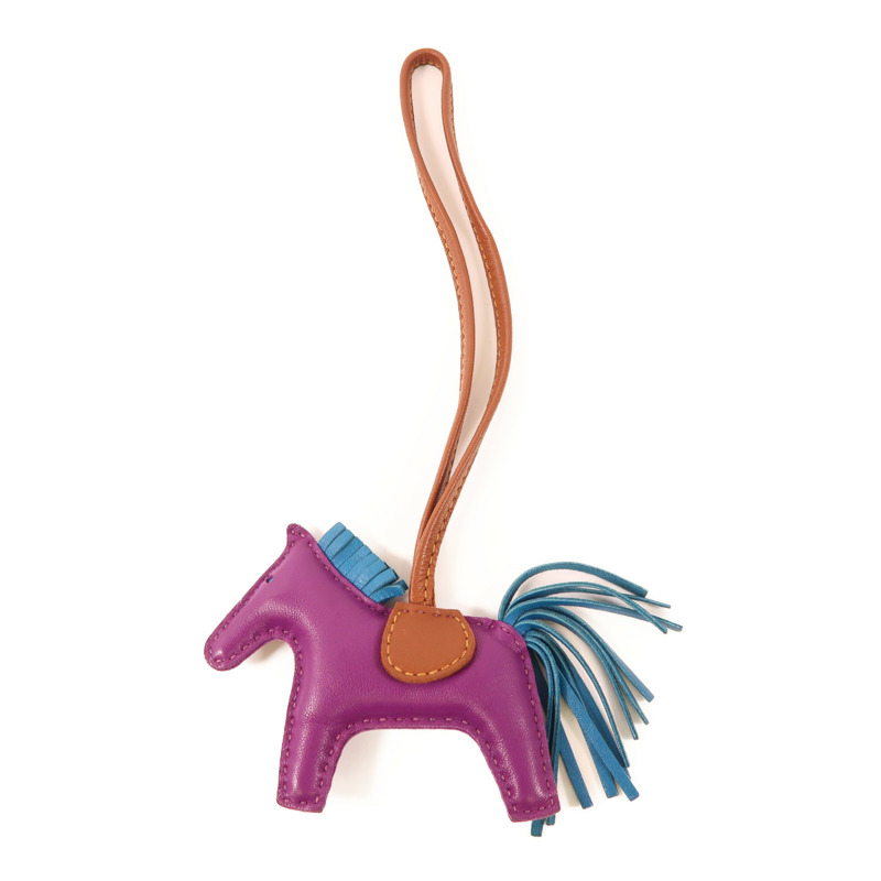 HERMES Swift皮革Rodeo PM掛飾Purple/Brown-5