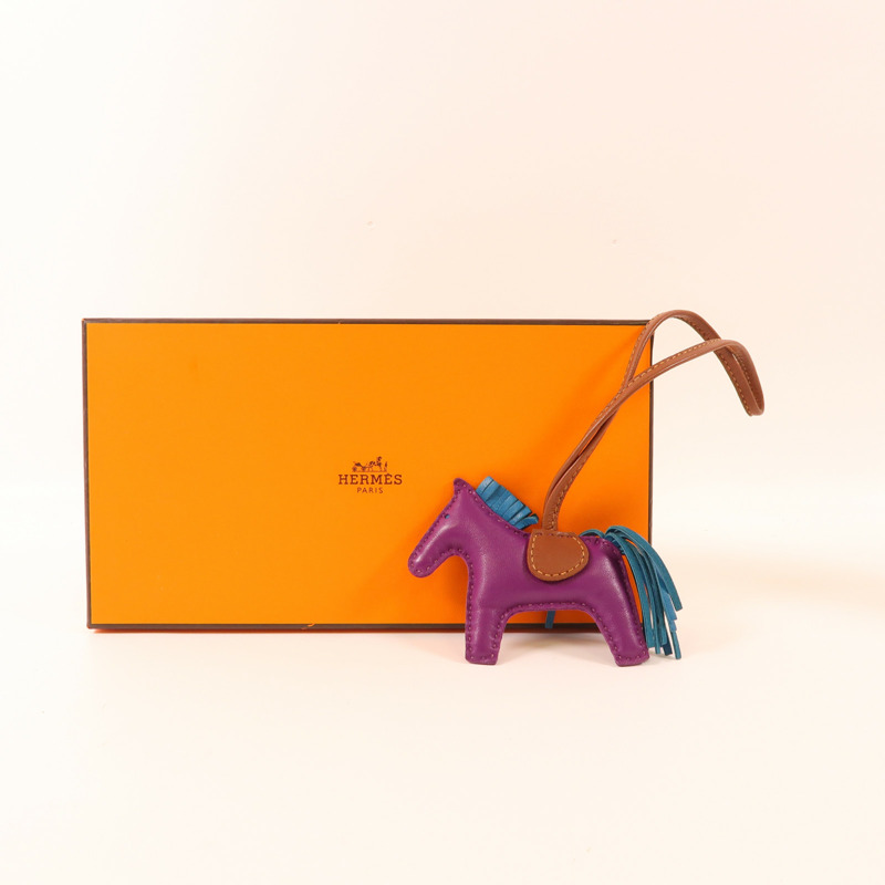 HERMES Swift皮革Rodeo PM掛飾Purple/Brown-9