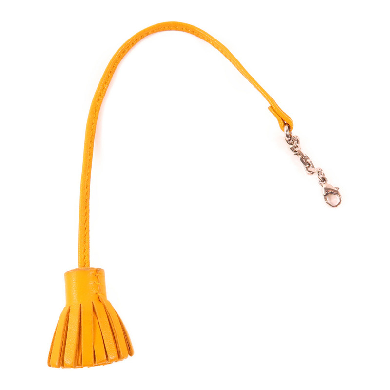 HERMES Swift皮革Carmencita Charm銀扣掛飾Orange-0