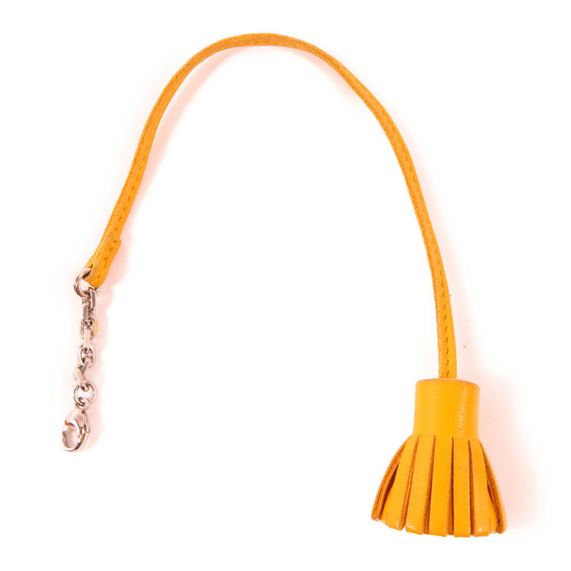 HERMES Swift皮革Carmencita Charm銀扣掛飾Orange-1