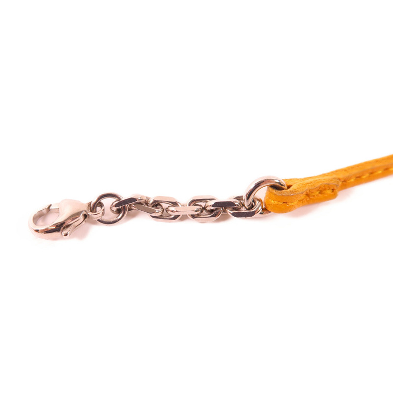 HERMES Swift皮革Carmencita Charm銀扣掛飾Orange-3