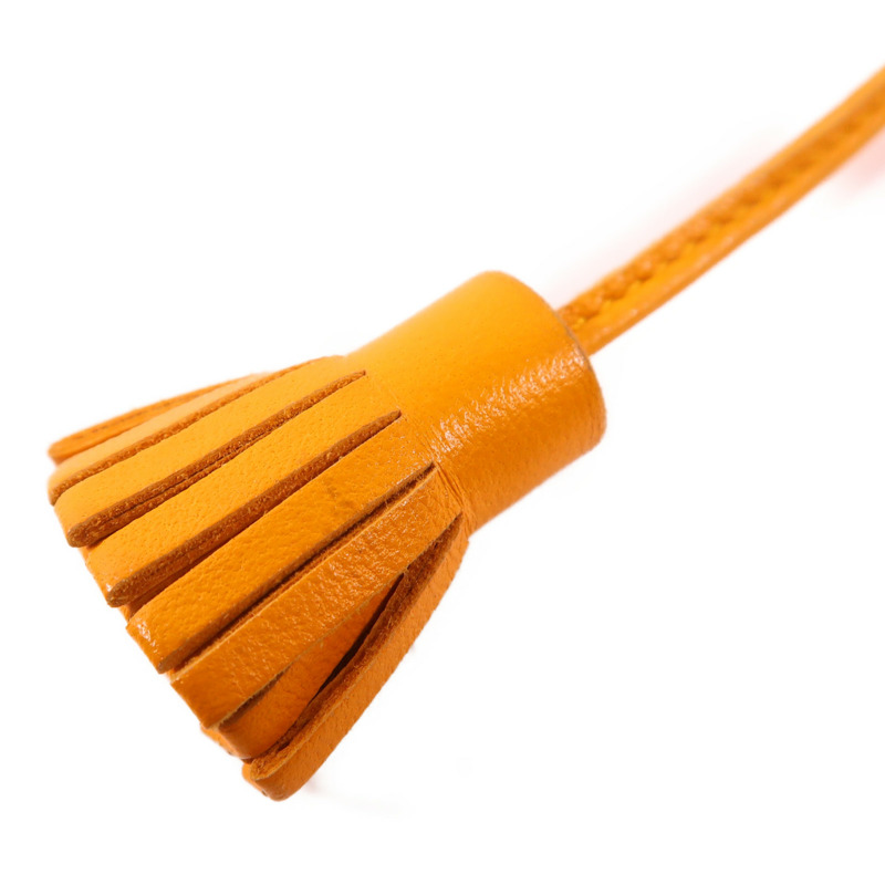 HERMES Swift皮革Carmencita Charm銀扣掛飾Orange-6